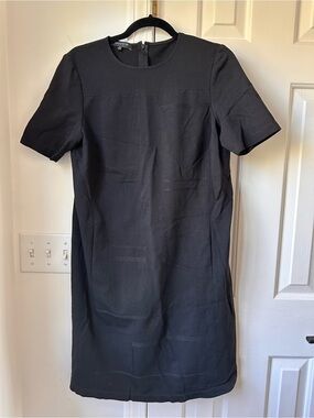 Lafayette 148 Black Short Sleeve Shift Geometric Embroidered Dress Size M